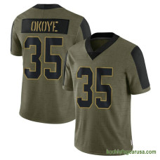 Youth Kansas City Chiefs Christian Okoye Olive Authentic 2021 Salute To Service Kcc216 Jersey C1337